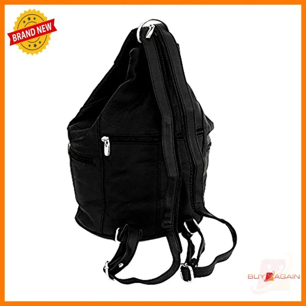 Leather Convertible Backpack Sling Purse 7 Pocket Medium Adjustable